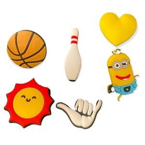 Shoe Charms Decorations Minion Basketball Shaka Heart Set of 6